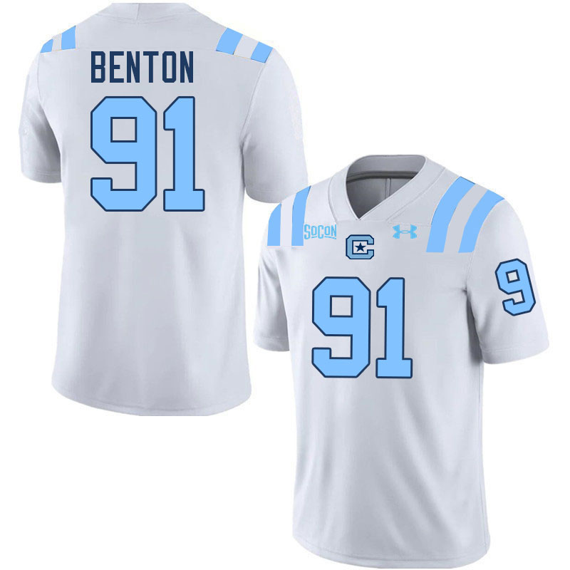The Citadel Bulldogs #91 Chris Benton College Football Jerseys,Uniforms-White